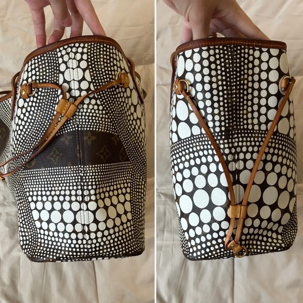 Louis Vuitton Yayoi Kusama Limited Neverfull Waves Dot Brown White Monogram Tote - Picture 3 of 17